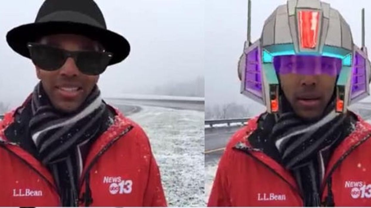 Reporter accidentally turns on filters during a Facebook live broadcast