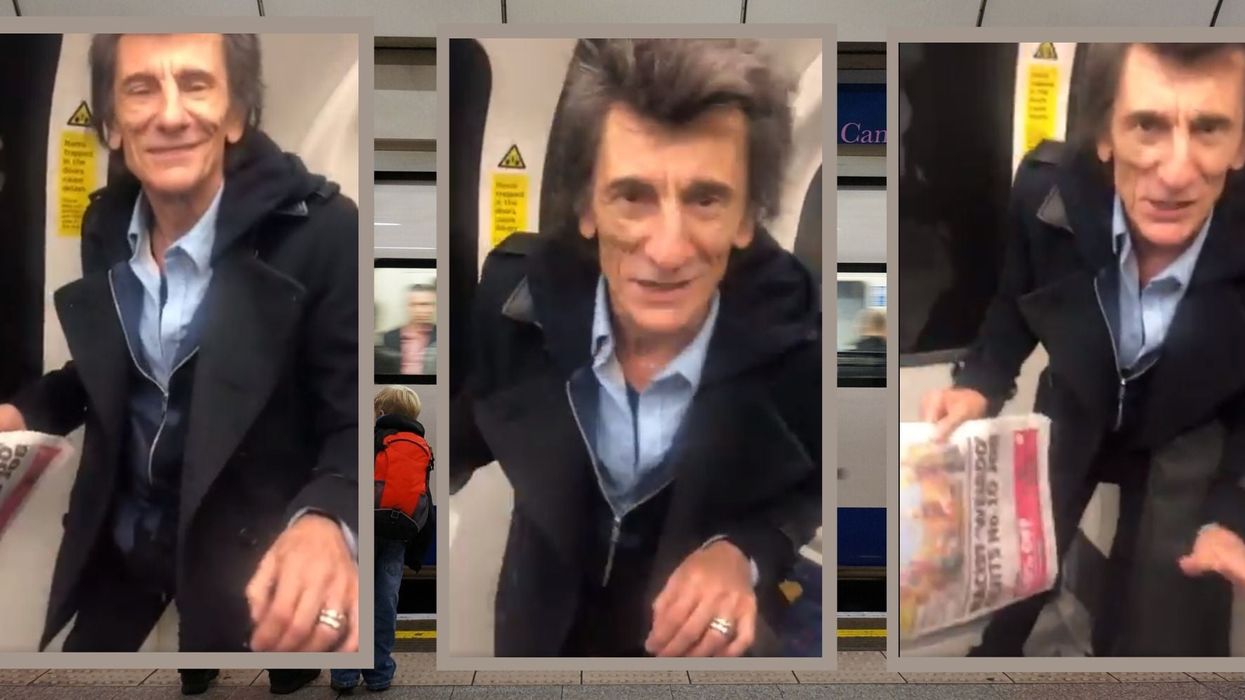 Watch the moment Rolling Stones guitarist Ronnie Wood becomes instant internet icon after taking tube to Brits
