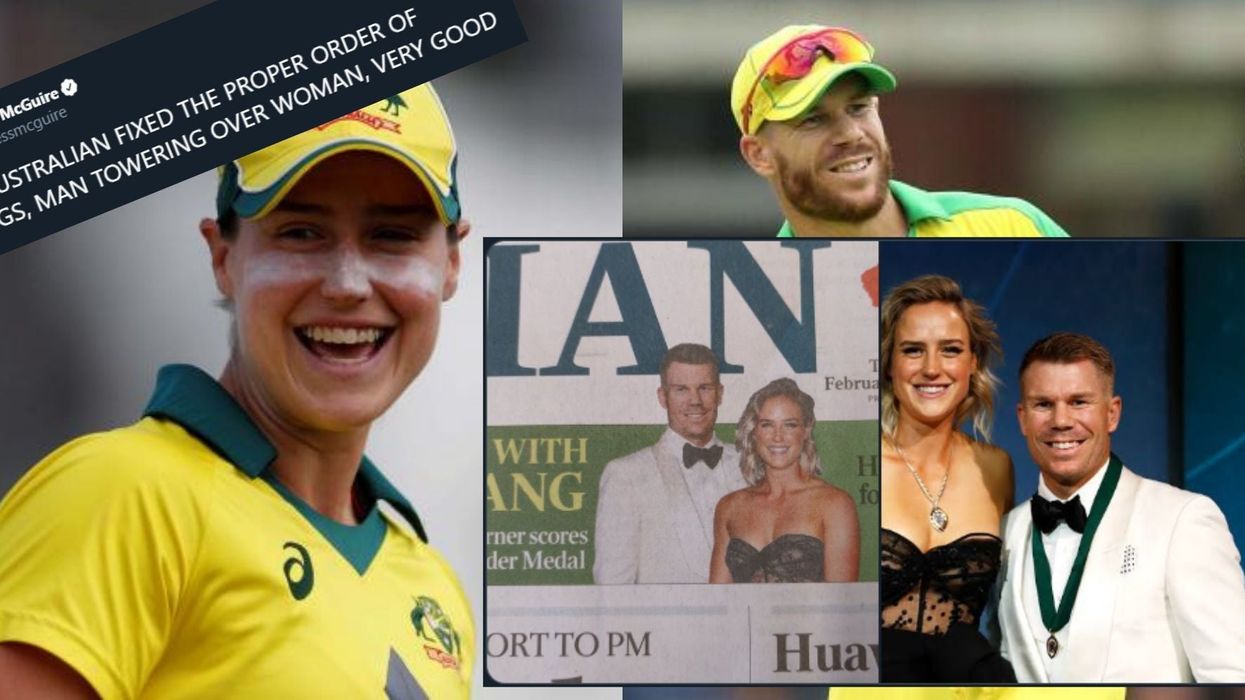 Newspaper photoshops male cricketer to tower over female colleague who is actually taller than him