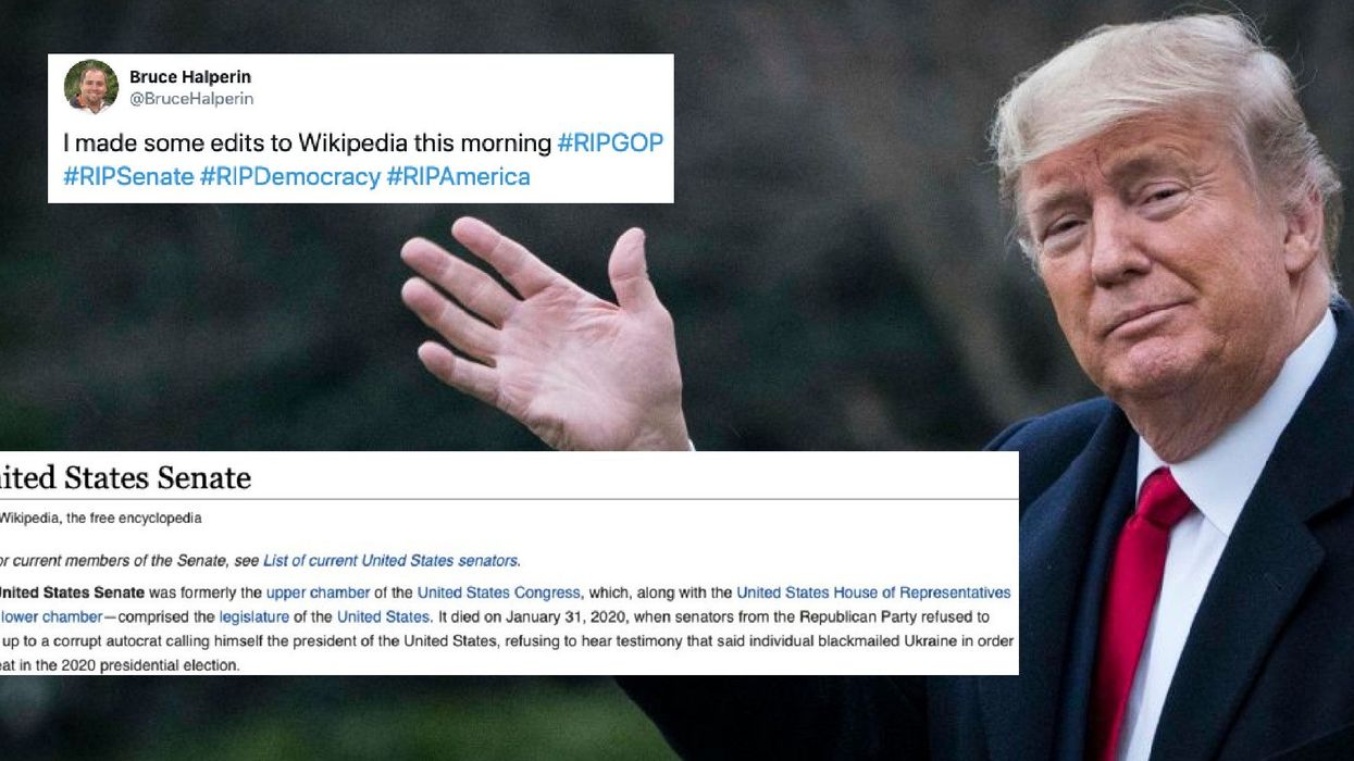 US Senate labelled 'dead' in Wikipedia prank as Trump impeachment trial set to collapse
