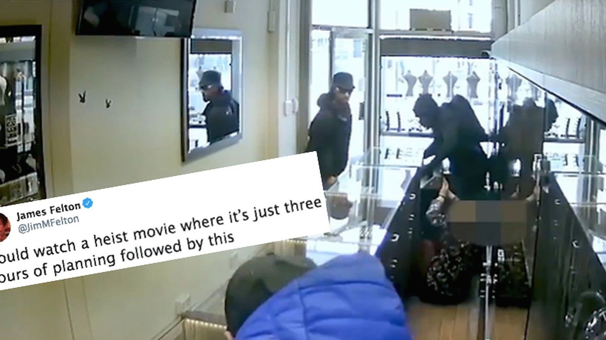 CCTV footage of the world's worst planned robbery goes viral