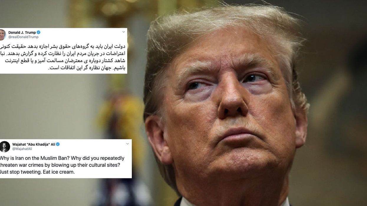 Trump accused of hypocrisy after using Farsi language to tweet his support for the Iranian people
