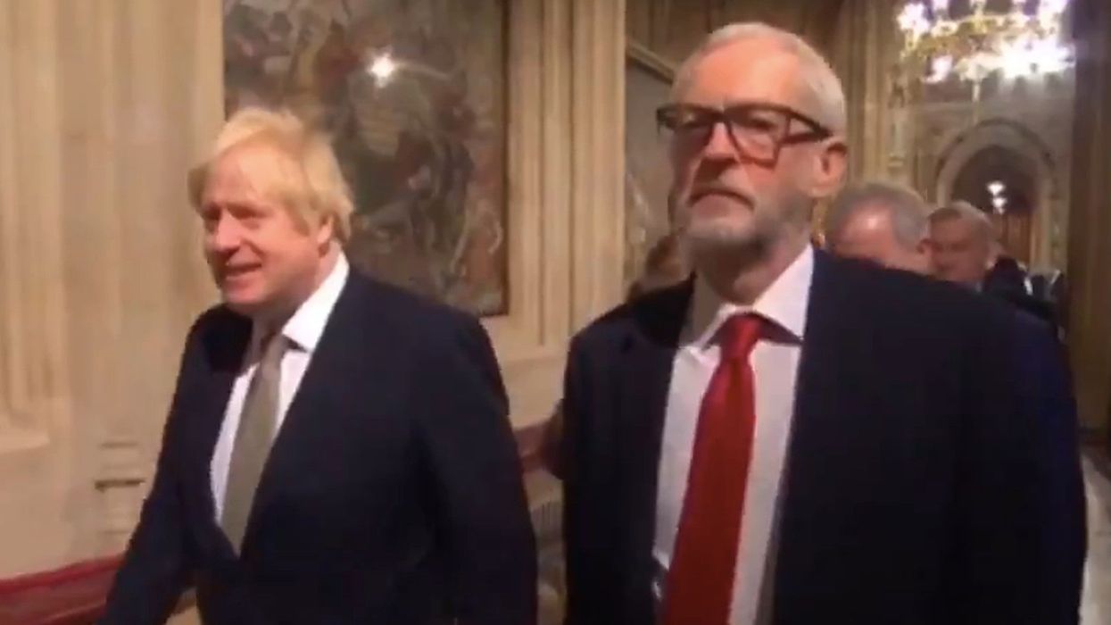 Boris Johnson and Jeremy Corbyn have an awkward face-to-face after last week's election