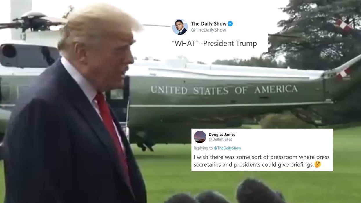 Trump struggling to hear people over his helicopter is the funniest thing you'll see today
