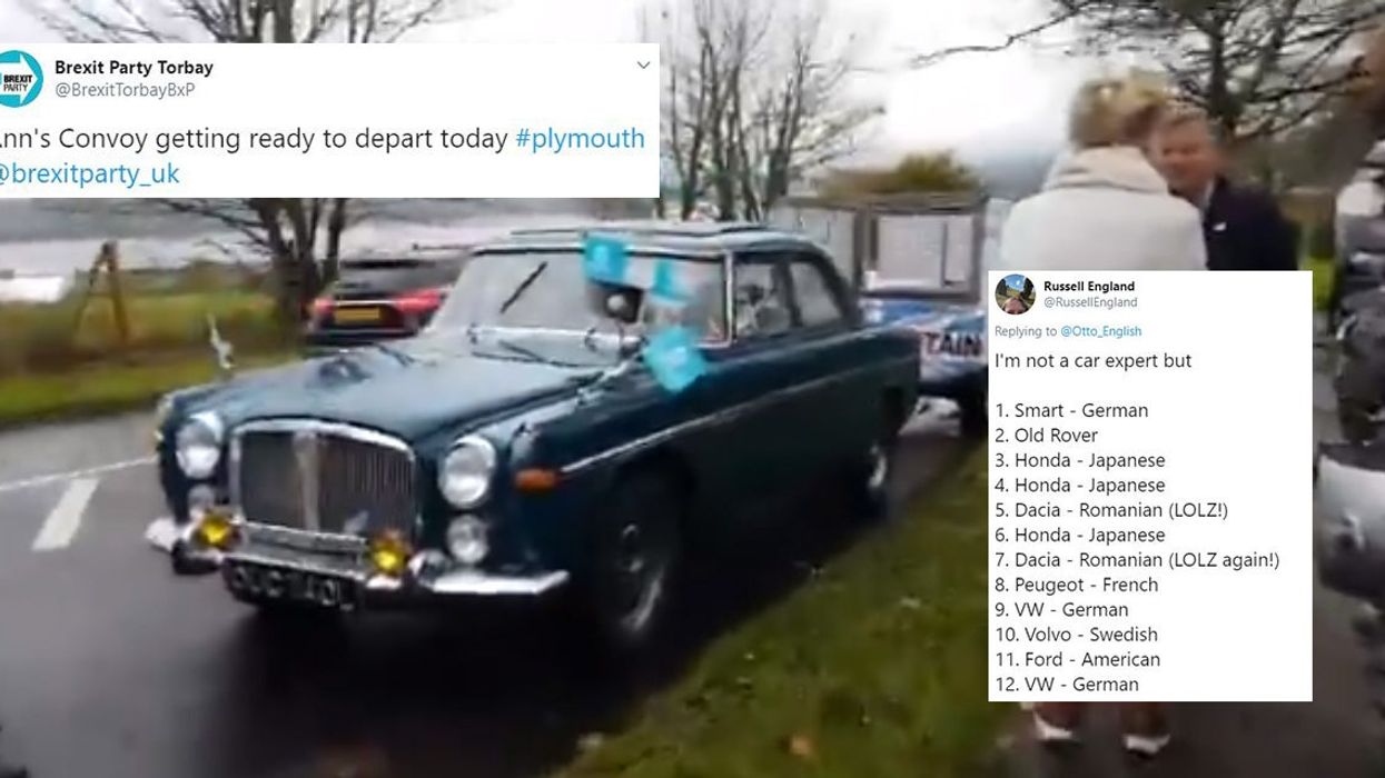 Brexit Party mocked for holding a 'campaign convoy' full of foreign cars