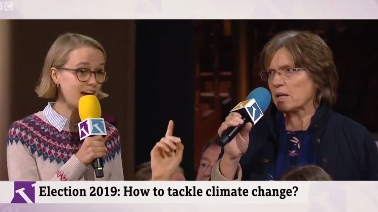 Older woman tells young climate change activist that she is 'scaremongering' during live TV debate