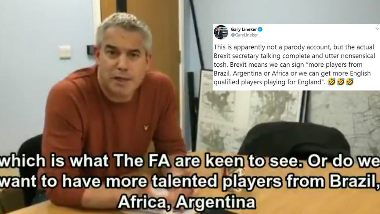 Brexit secretary accused of talking 'nonsensical tosh' in rambling video about football and migration