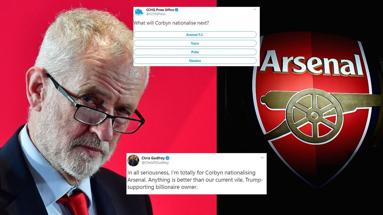 Tory attack on Corbyn backfires as Arsenal fans beg Labour leader to nationalise their club