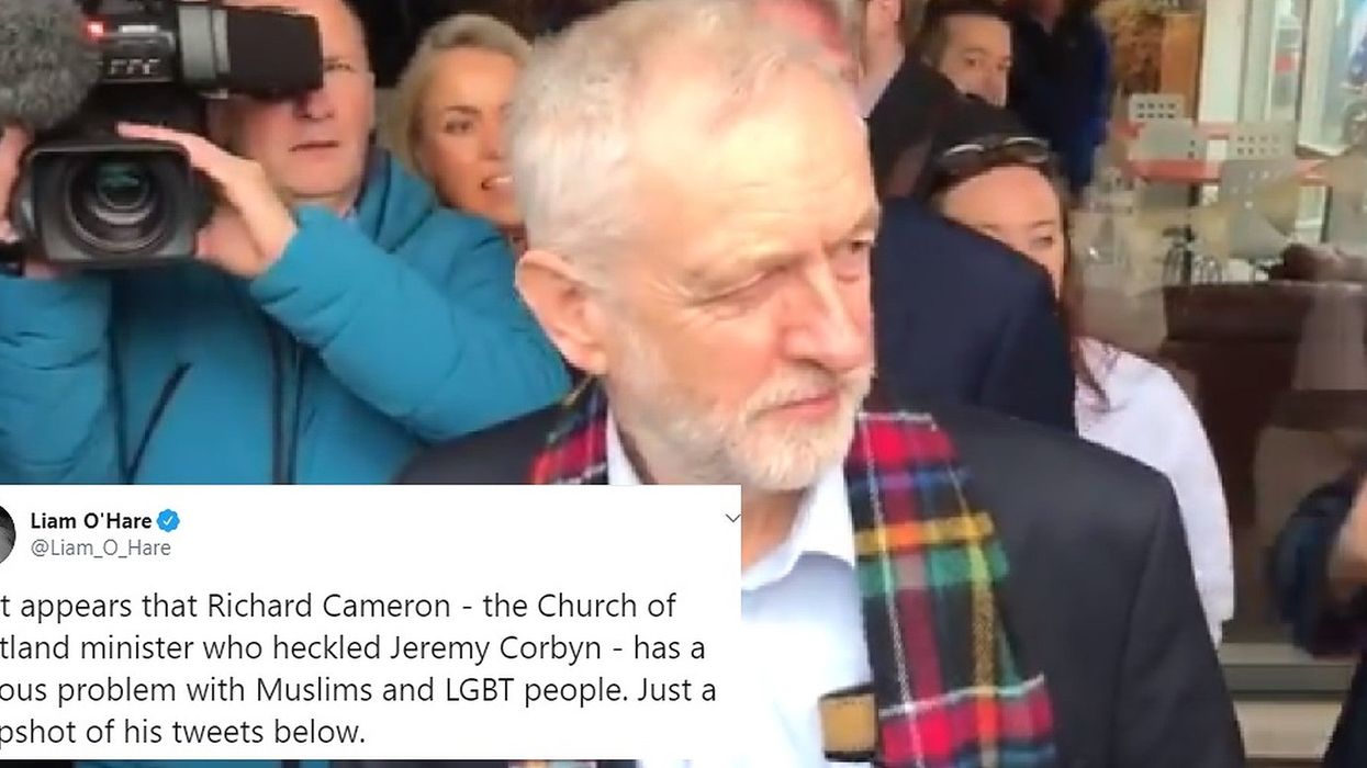 Heckler who labelled Jeremy Corbyn a 'terrorist sympathiser' linked to racist and homophobic Twitter account