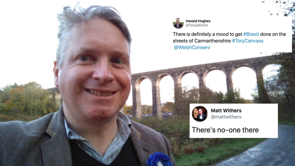 Tory candidate mocked for claiming that there is a 'mood for Brexit' in photo featuring no one else
