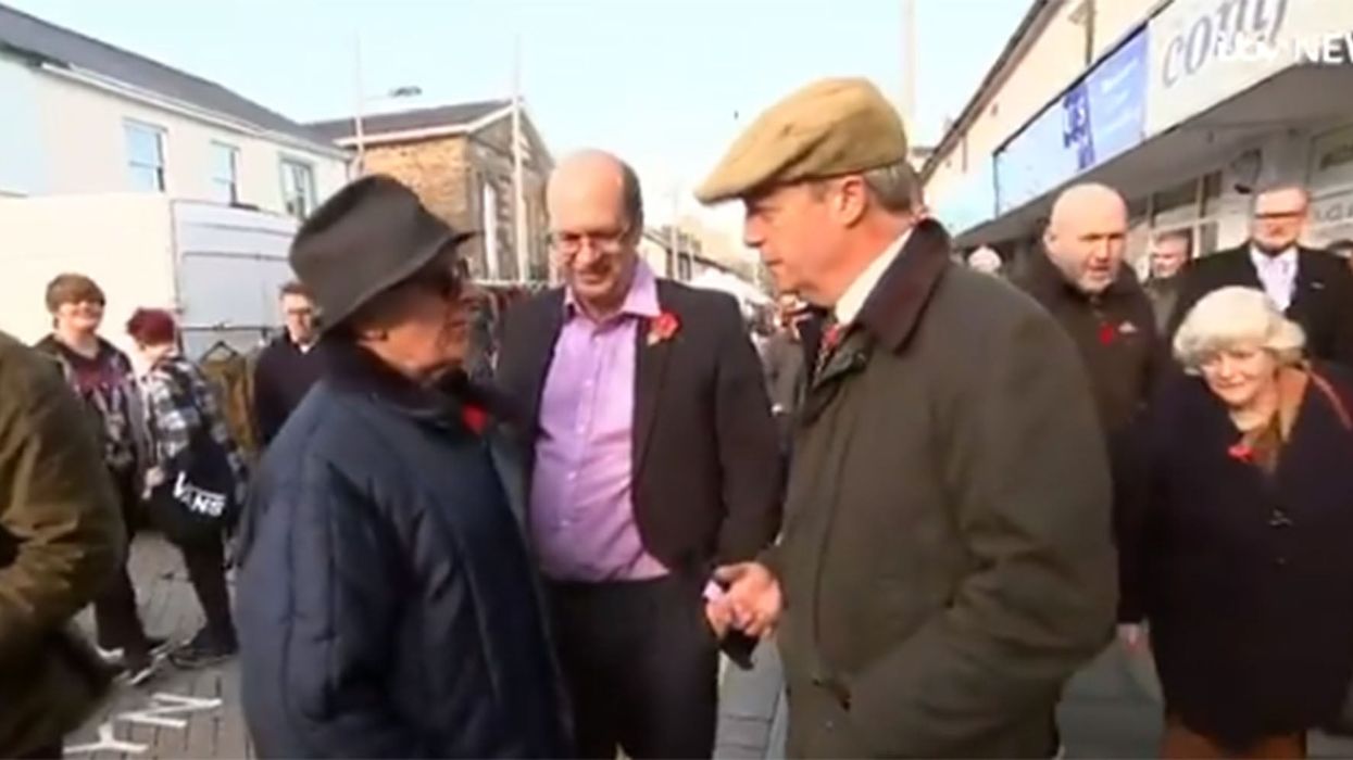 Nigel Farage called out for cowardice by elderly man during visit to Wales