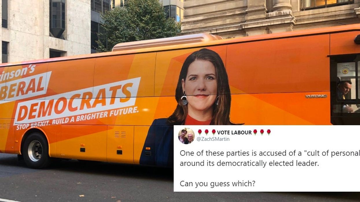 Jo Swinson unveiled her campaign bus and Labour supporters are making the same point