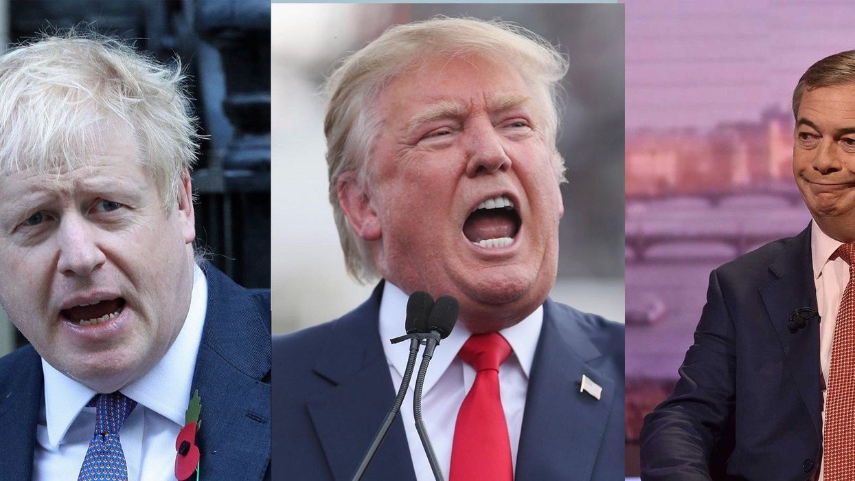 Trump says he doesn't like to see his mates, Boris and Nigel, fighting