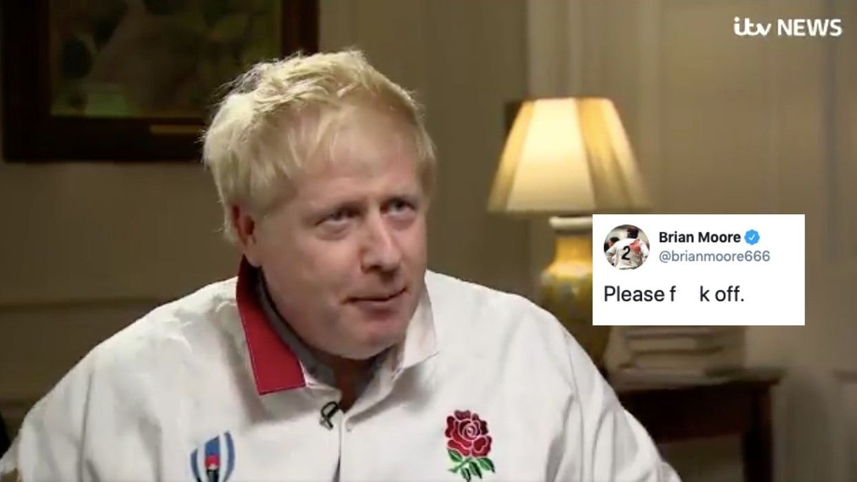Boris Johnson wore an England rugby jersey in an interview and people are not happy