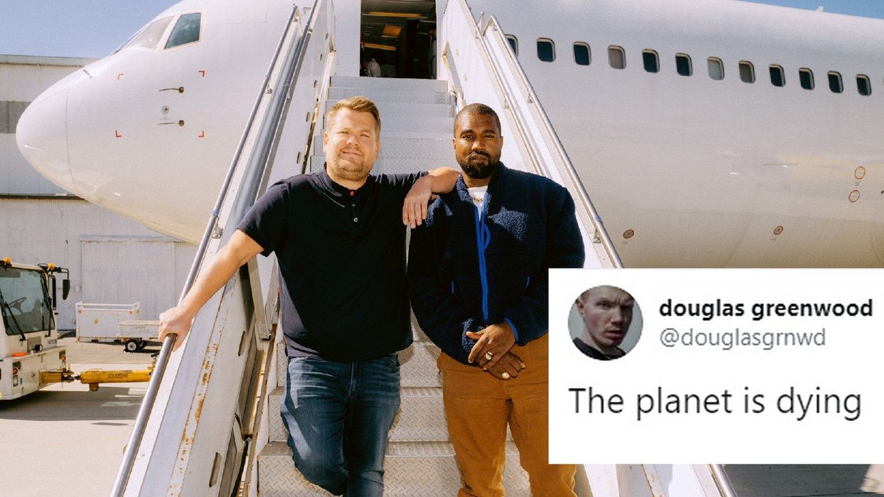 Climate activists are criticising Kanye West and James Corden for recording 'airpool karaoke'