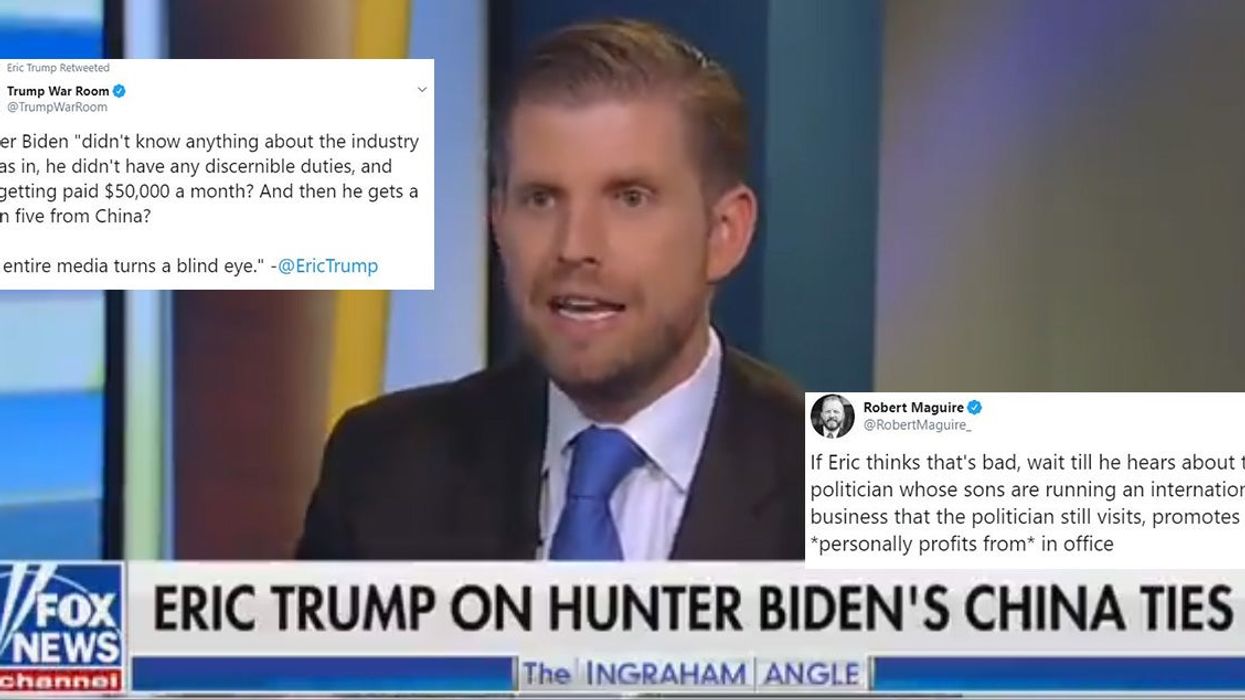 Eric Trump owns himself after complaining about Hunter Biden not knowing 'anything about the industry he was in'