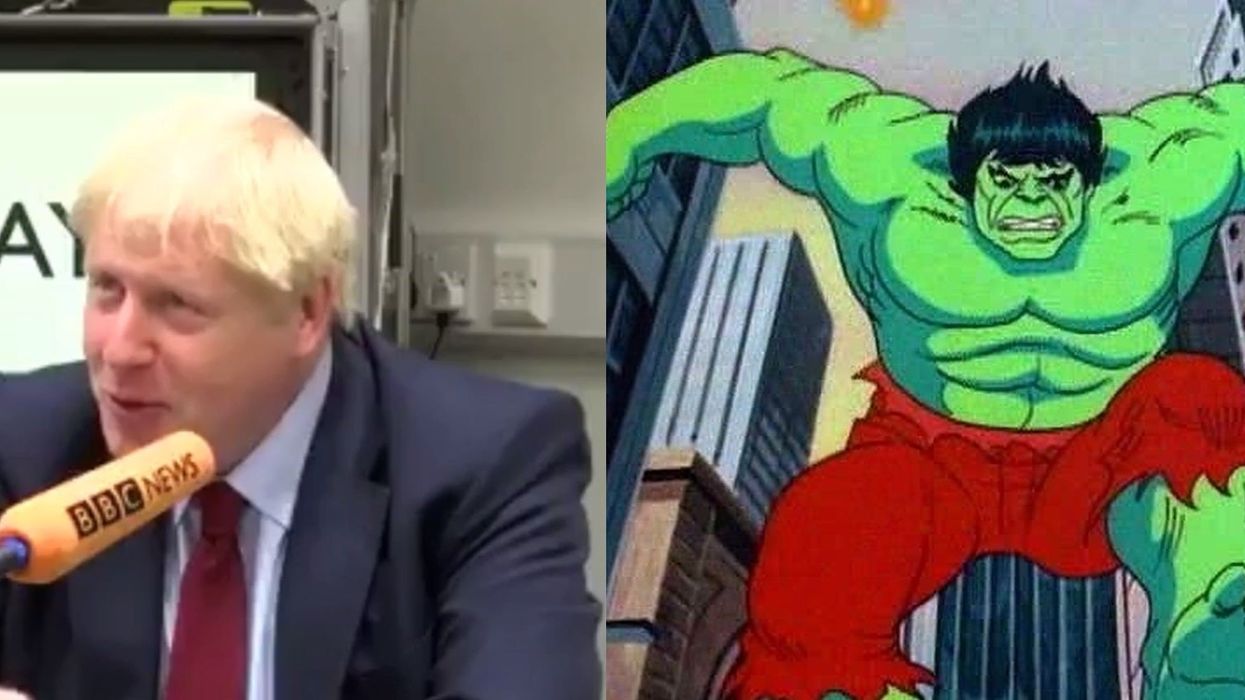An interviewer asked Boris Johnson about his Incredible Hulk remarks and his reaction was cringe worthy