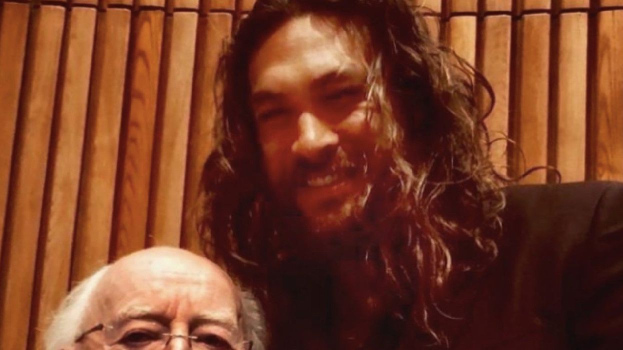 People are obsessed with this selfie of Jason Momoa towering over Ireland's 78 year-old president Michael D Higgins