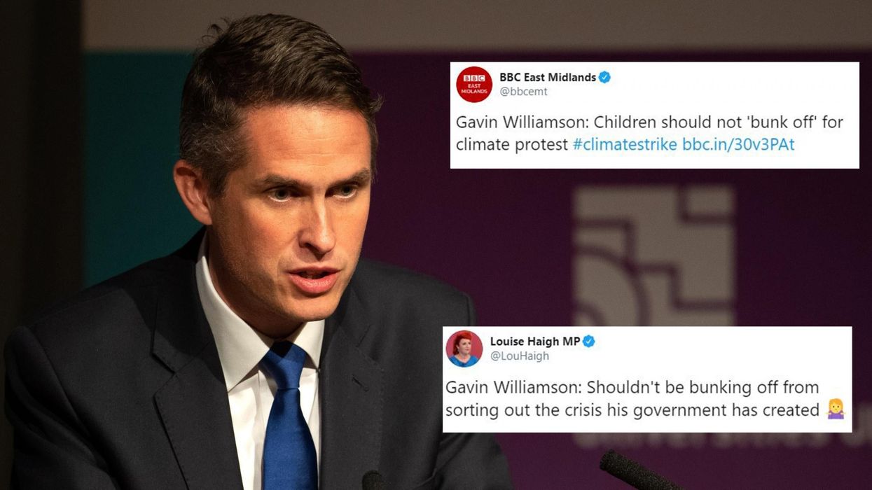 Gavin Williamson roasted after saying children shouldn't 'bunk off school' for climate protests