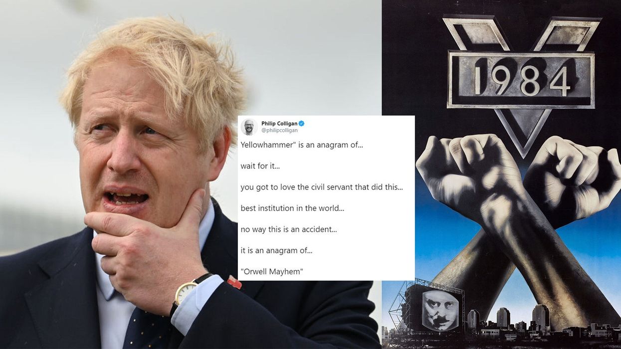 People have noticed that 'Yellowhammer' is an anagram for 'Orwell Mayhem'