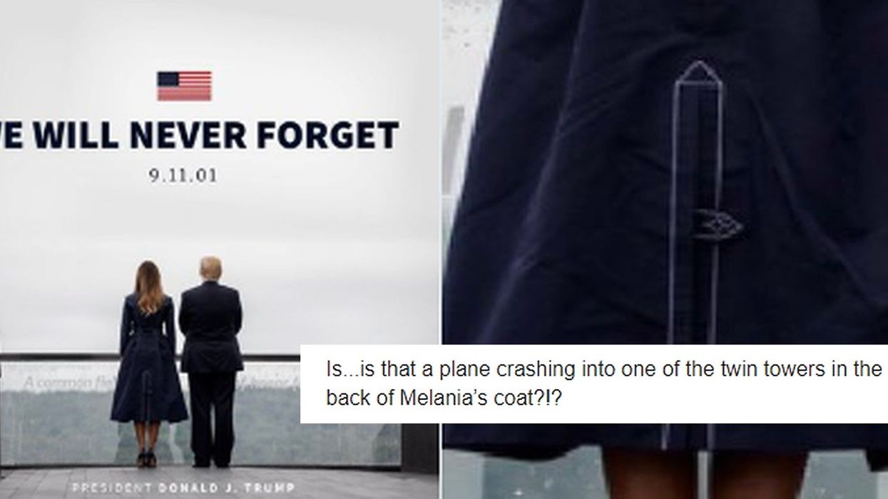 Some people actually think Melania Trump wore a coat resembling a plane crash to a 9/11 memorial