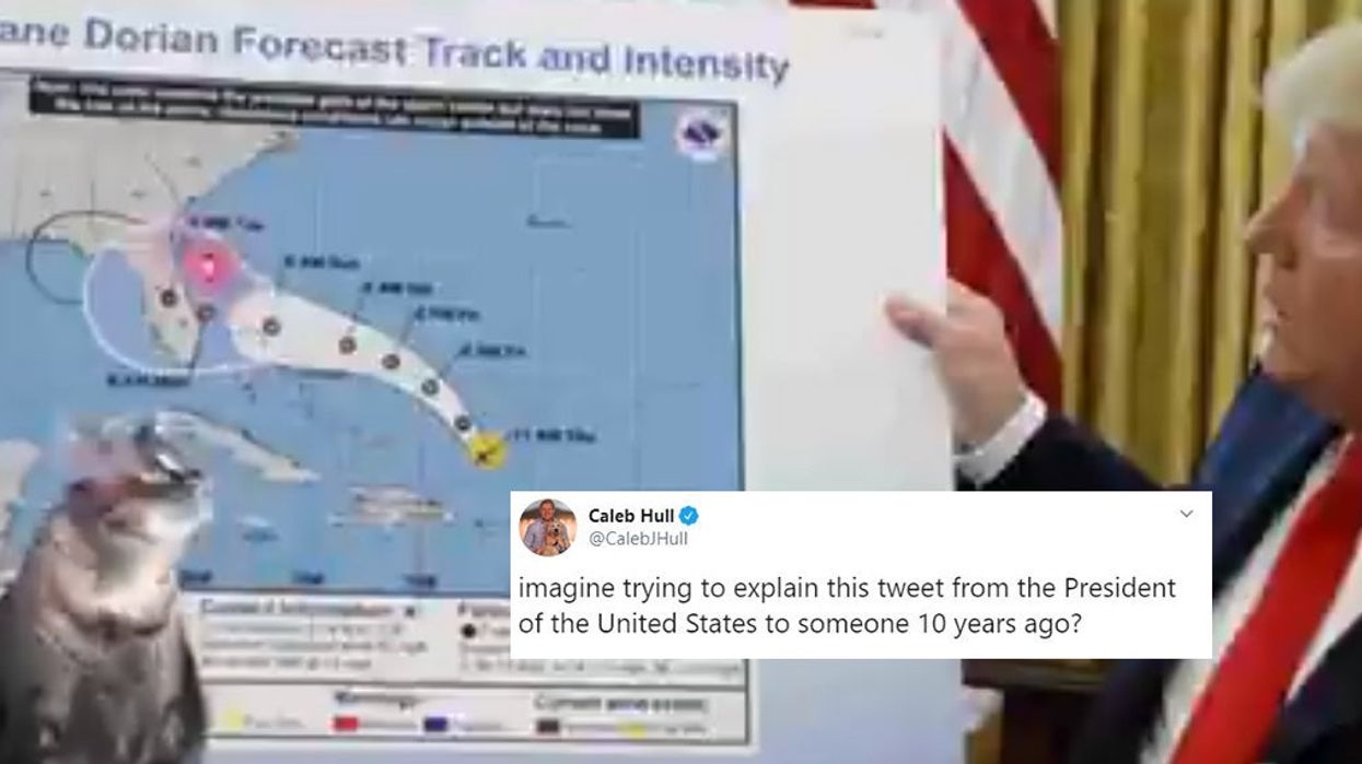 People are seriously confused after Trump shares a cat meme about his Hurricane Dorian map