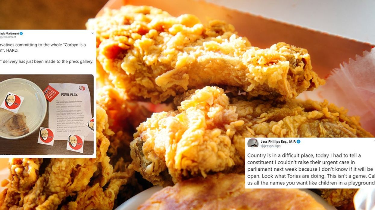 The Tories are being ridiculed after actually producing a box of chicken to mock Corbyn