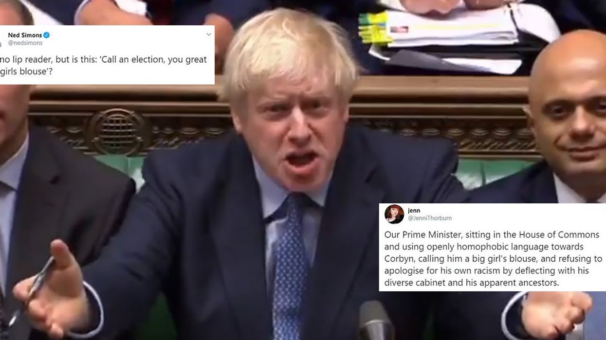 Boris Johnson criticised after appearing to call Jeremy Corbyn a 'big girl's blouse'