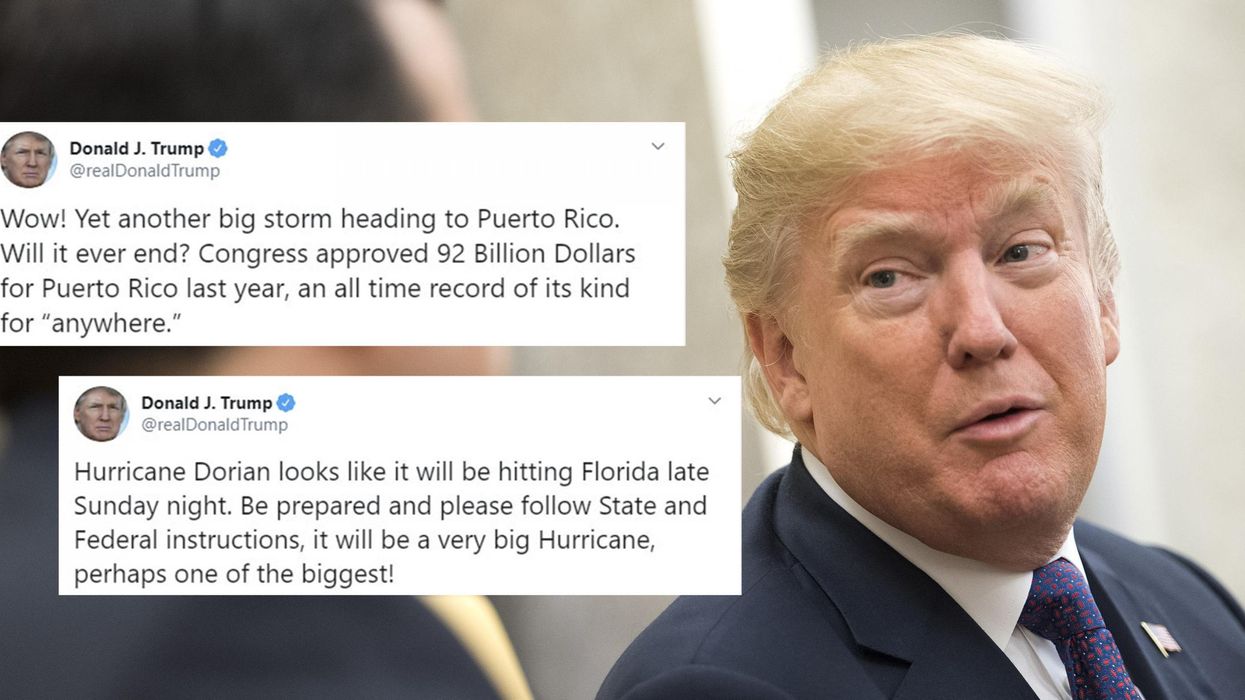 These two Trump tweets about hurricanes in Puerto Rico and Florida couldn't be more different