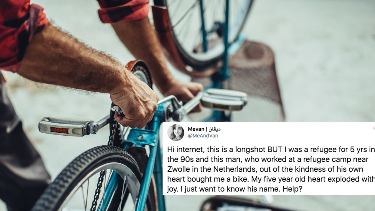 Woman reunited with the man who bought her a bike as a refugee in the 90s