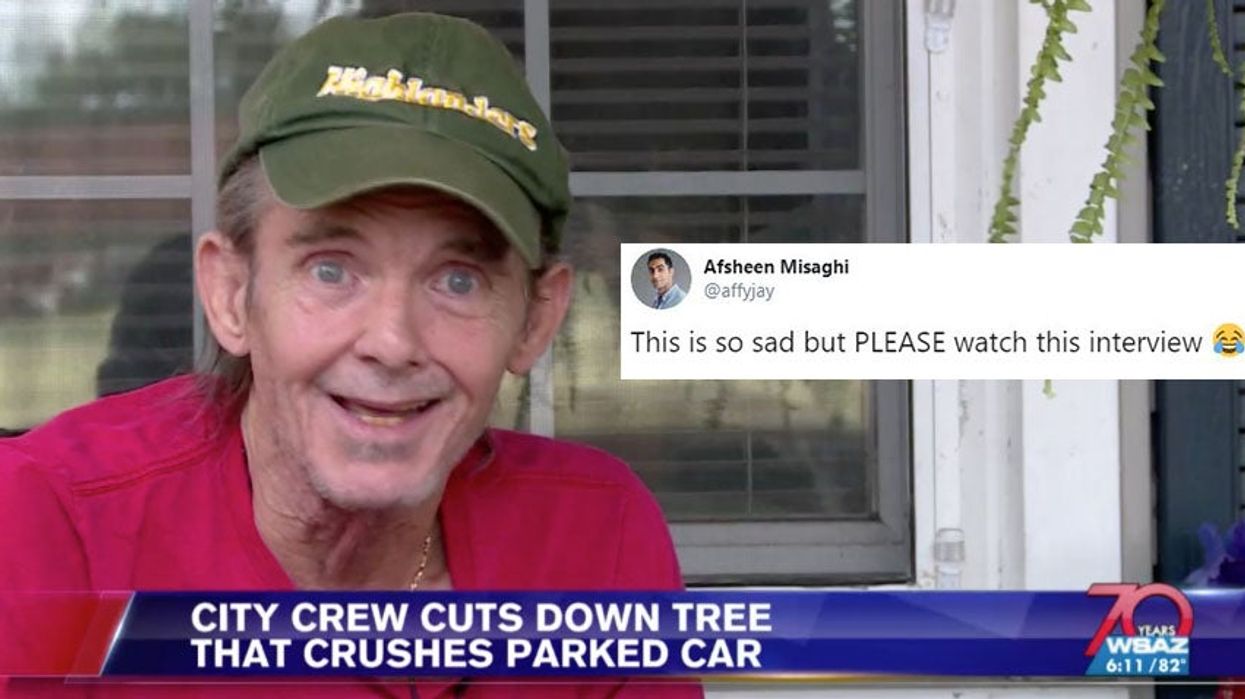 Man becomes viral hit after describing a car being crushed as 'kind of cool'