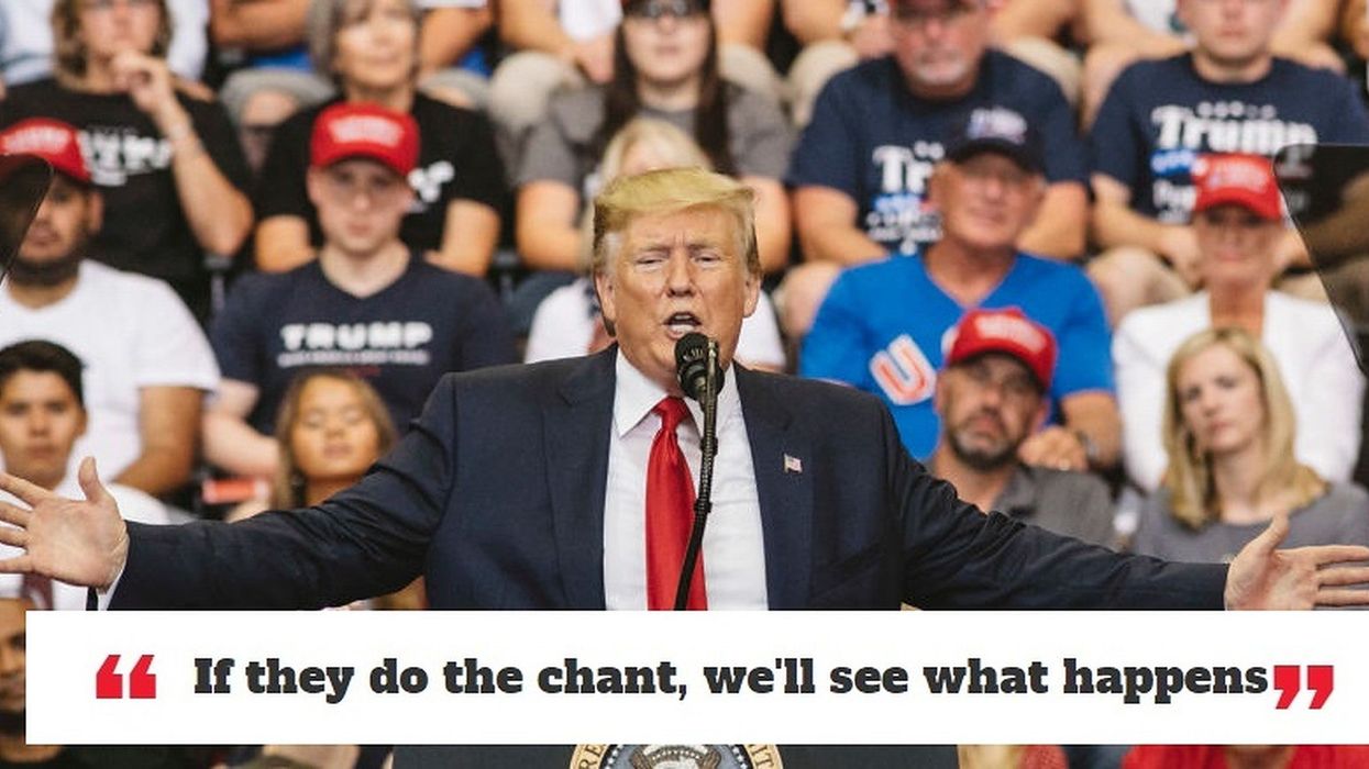 Trump refuses to say he’ll stop supporters chanting racist chants, then says he ‘loves’ them