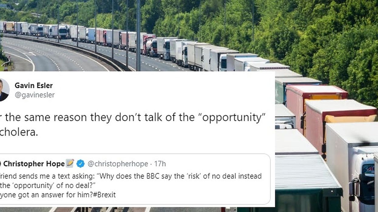 Man asks why people describe no-deal Brexit as a 'risk' and not an 'opportunity'. The internet responds accordingly