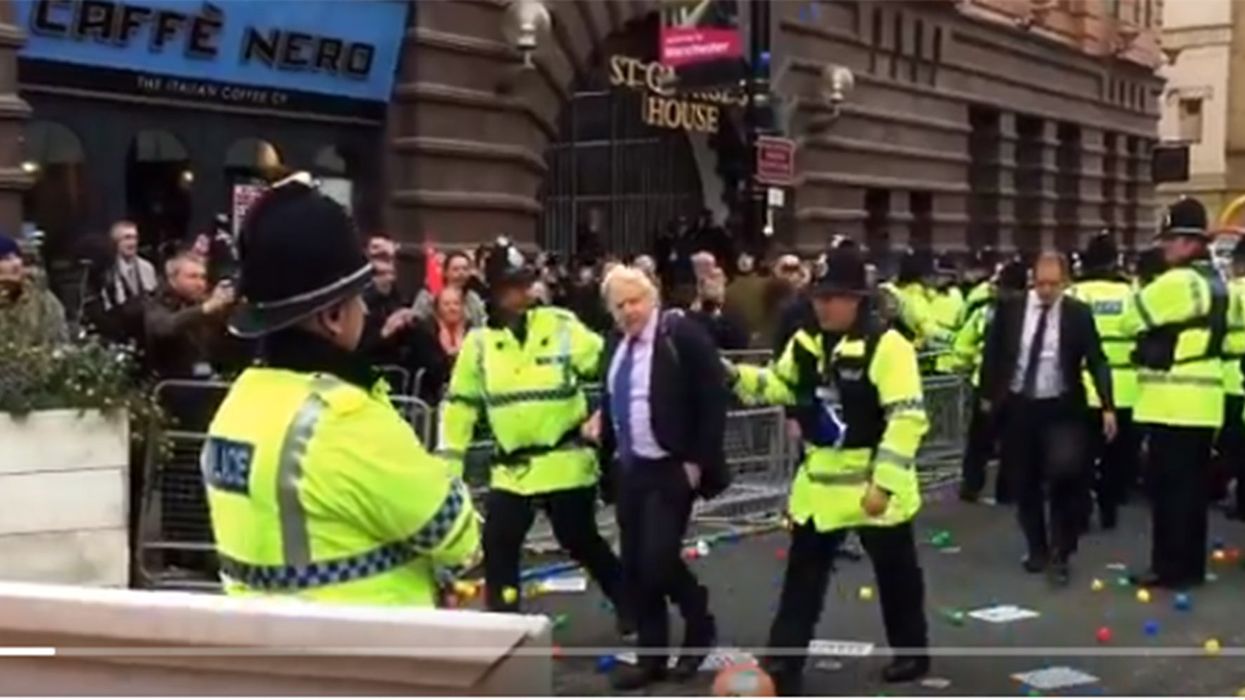 Resurfaced video shows Boris Johnson being pelted with balls at Tory conference