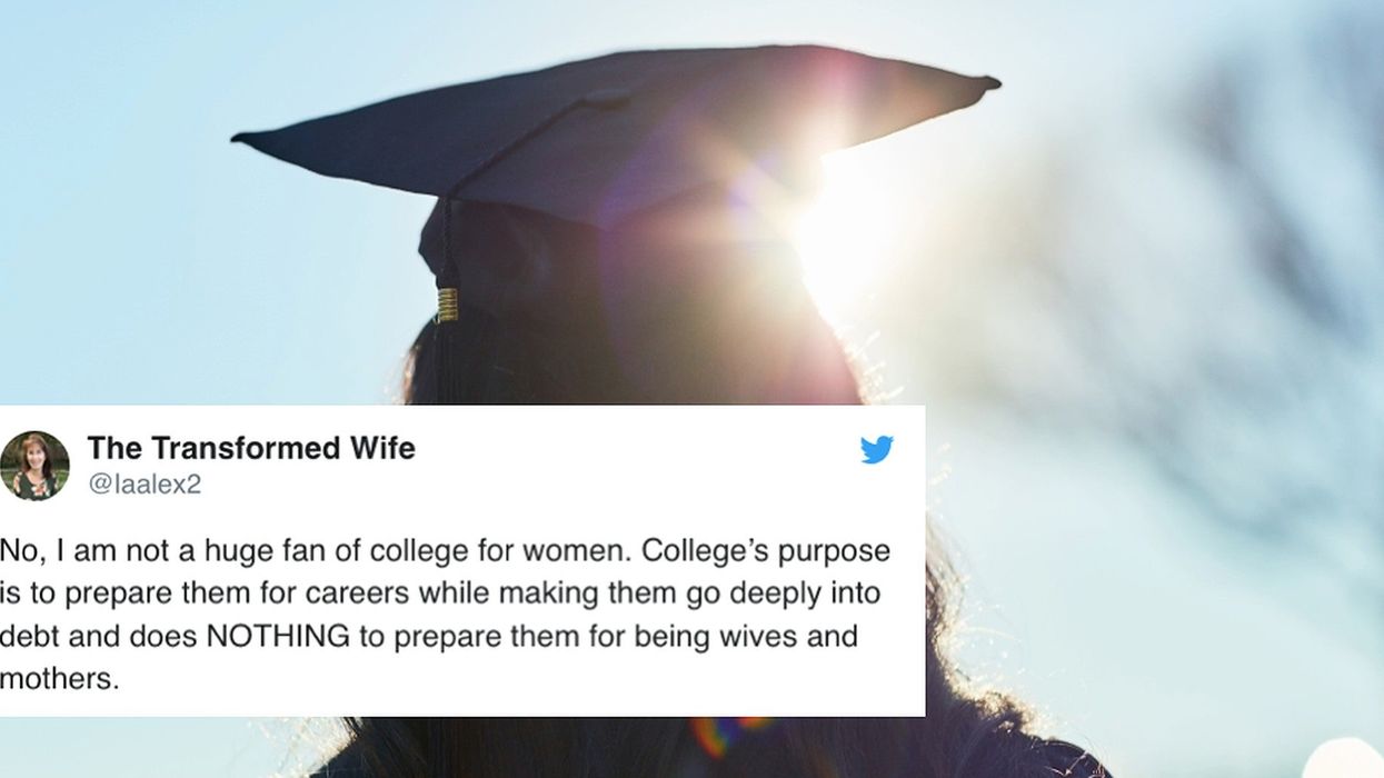Woman gets roasted for saying women should skip college to prepare for being 'wives and mothers'