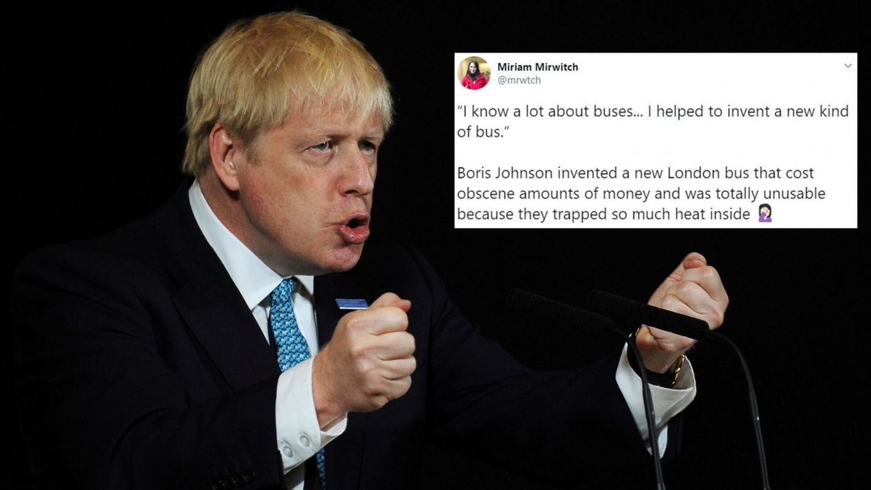 Boris Johnson talked about 'inventing a bus' during a speech in Manchester