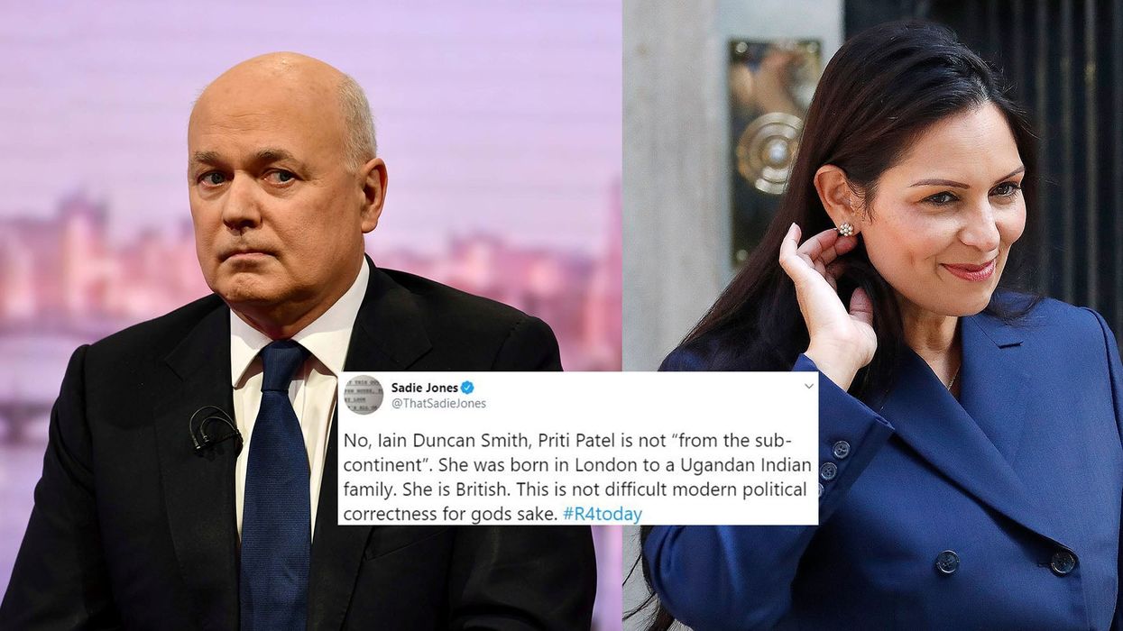 Iain Duncan Smith claims Priti Patel is from the 'Indian subcontinent'. She was born in London