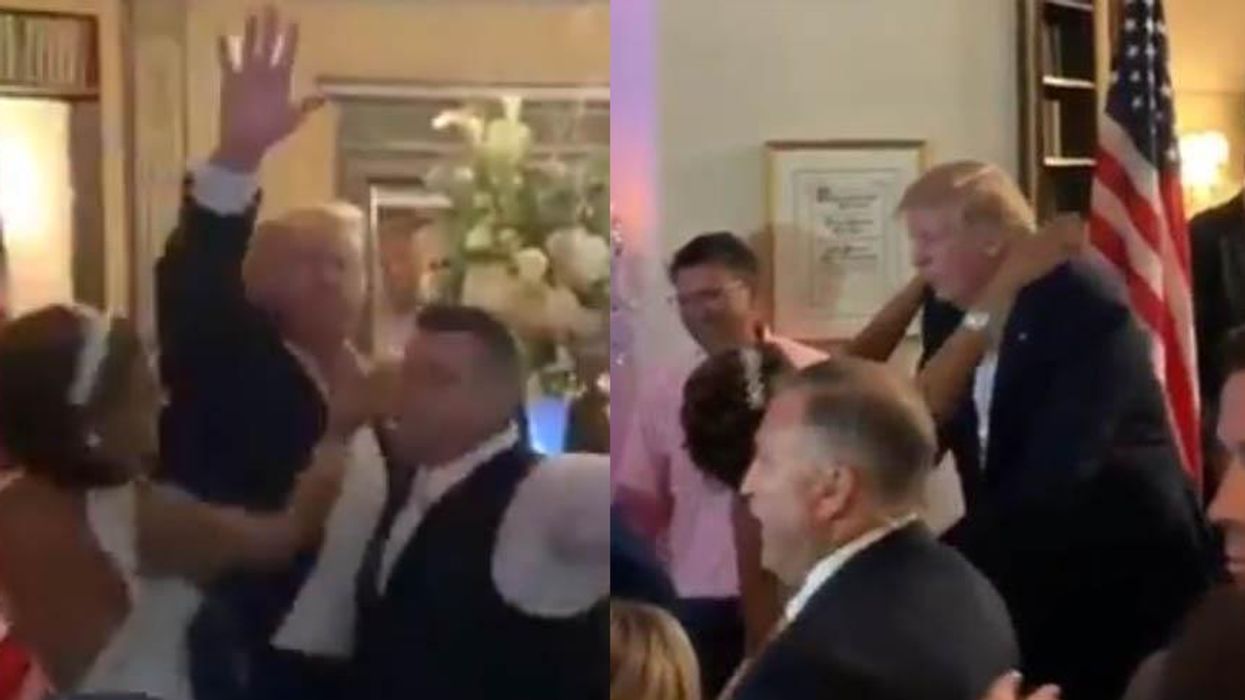 Trump made a surprise appearance at a wedding reception and the internet has thoughts