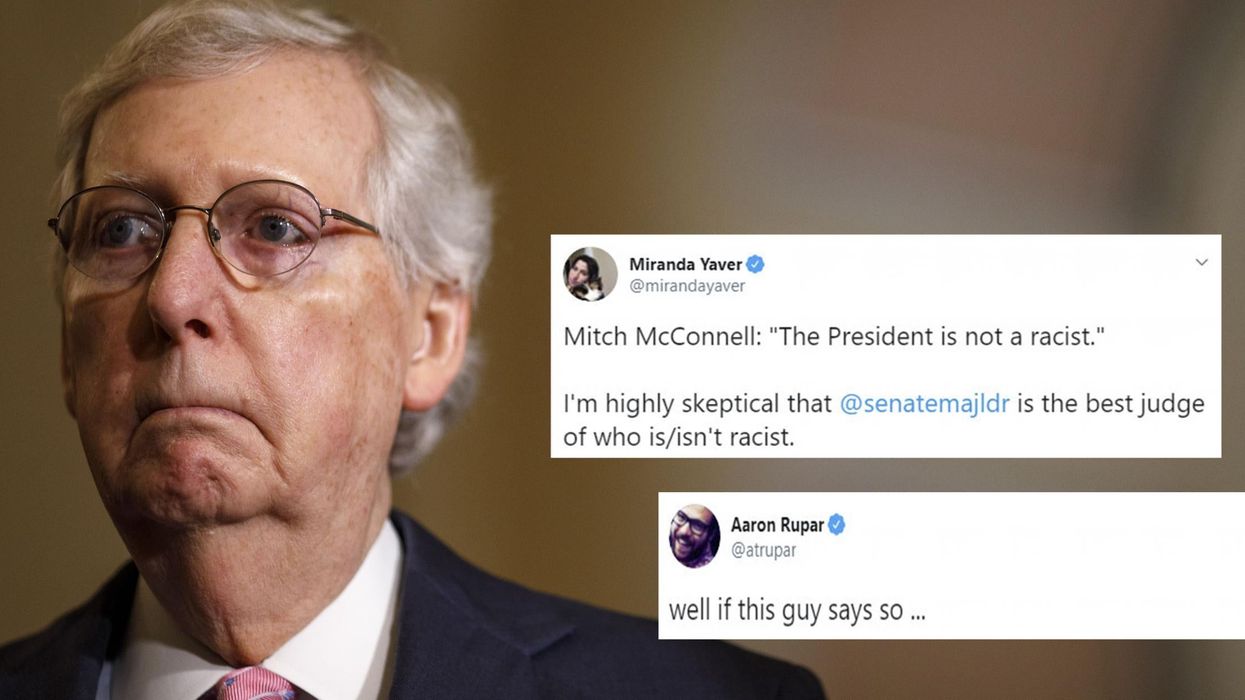 This awkward photo of Mitch McConnell has resurfaced after he said Trump wasn’t racist