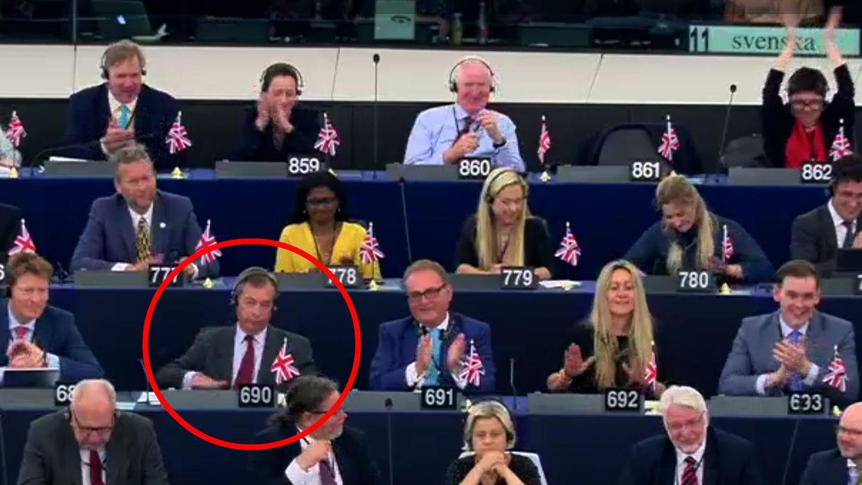 This clip of Farage and his MEPs reacting to Von der Leyen's speech is toe-curlingly embarrassing
