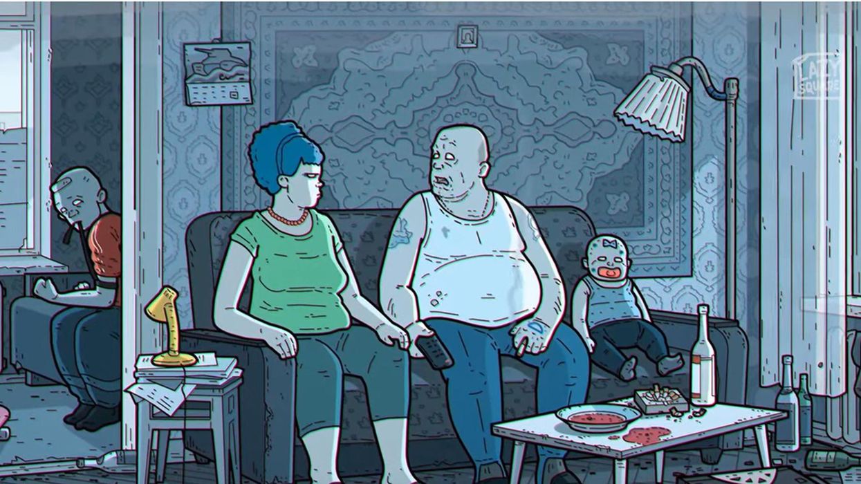 This parody of the Simpsons opening credits is as bleak as you'll see