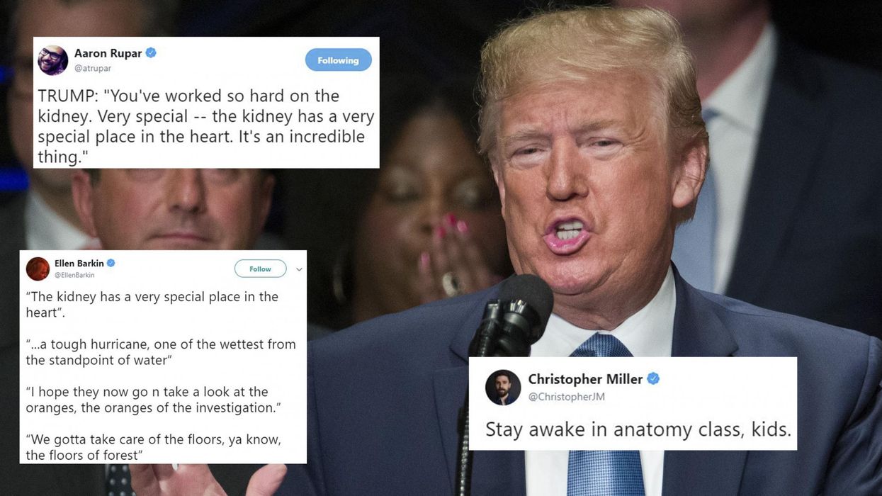 Trump mocked after saying that 'the kidney has a very special place in the heart'
