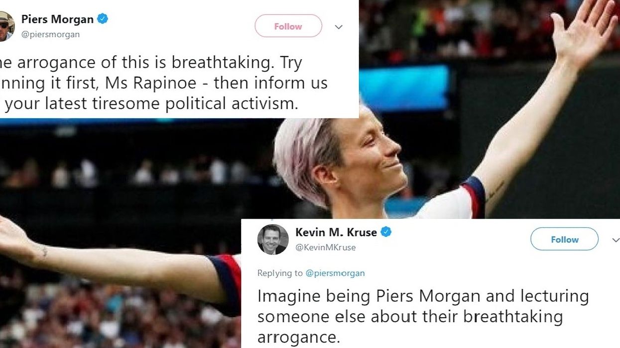 Piers Morgan roasted for telling world champion Megan Rapinoe to 'try winning' before trying 'political activism'