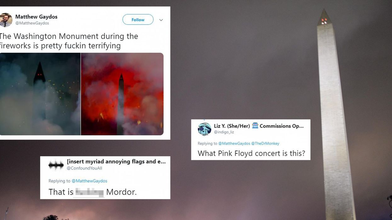Trump's huge firework display made the Washington Momument look utterly terrifying