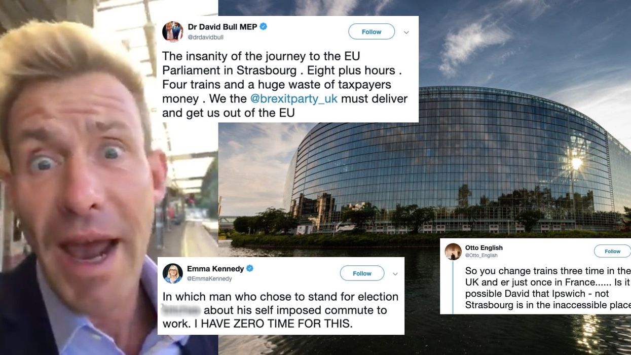 Brexit Party MEP complains about how long it takes him to get to Strasbourg and everyone pointed out the obvious