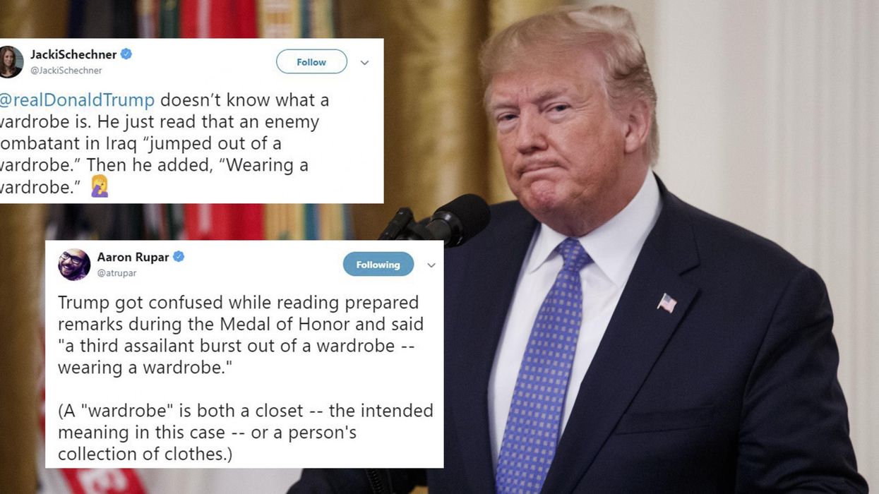 Trump said that a Medal of Honor recipient killed an insurgent who was 'wearing a wardrobe'