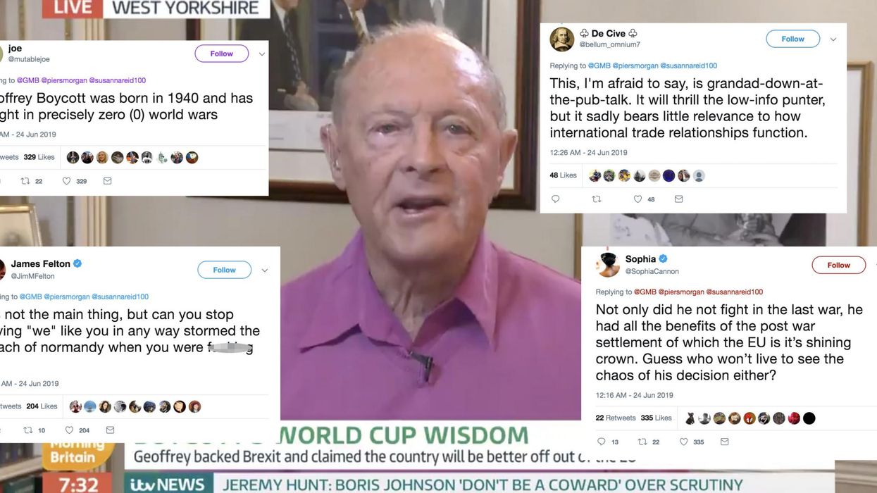 Geoffrey Boycott is the latest Brexiteer to think fighting in two world wars is reason enough for no-deal