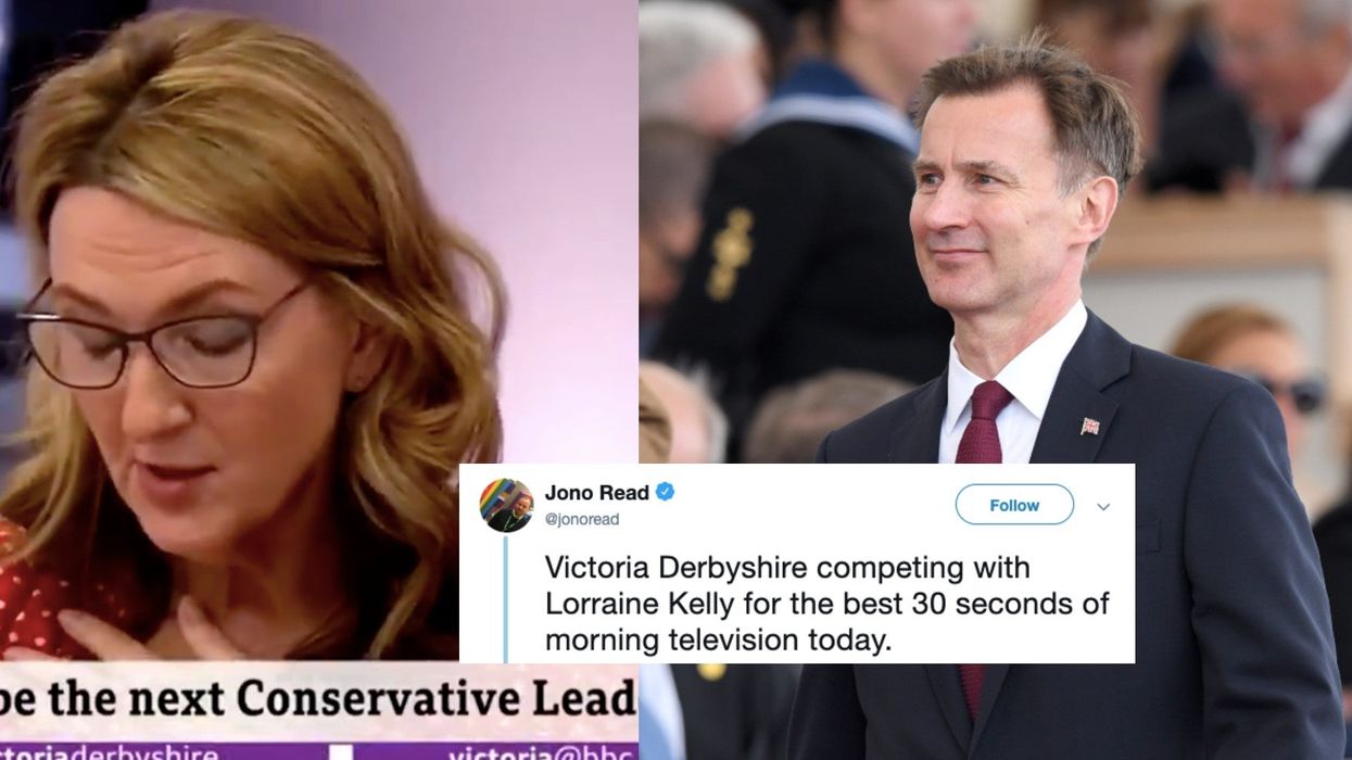 Victoria Derbyshire suffers unfortunate slip of the tongue when pronouncing Jeremy Hunt's name on live TV