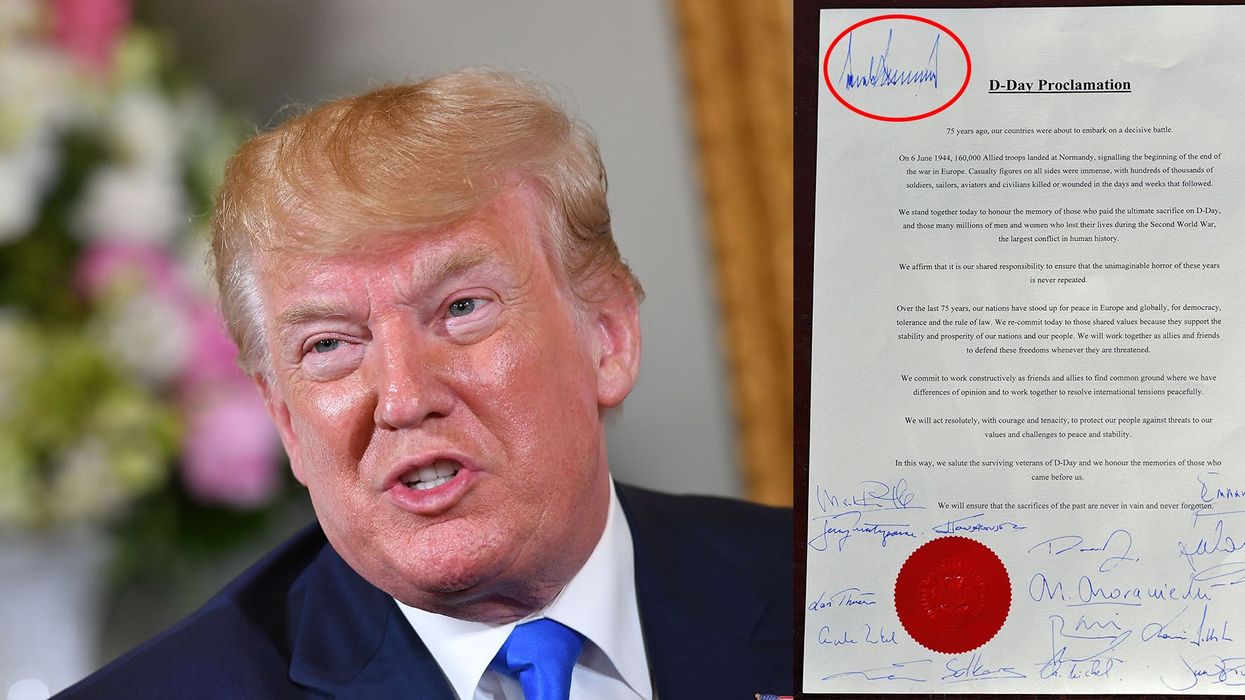 Trump criticised after placing his signature at the top of the D-Day proclamation instead of the bottom
