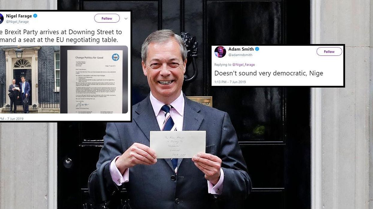 Nigel Farage roasted after showing up at Downing Street demanding to negotiate Brexit